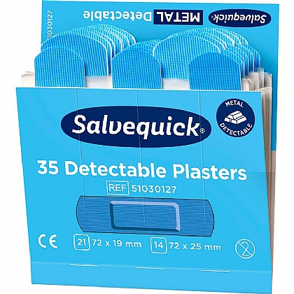 Salvequick Blue Detectable Plaster Pack x 6